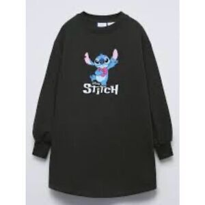Zara Stitch Black Sweatshirt Dress Sz 6-7